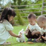 kids, rabbit, nature, children, outdoors, picnic, bunny, animal